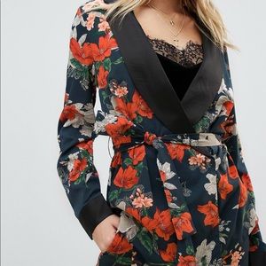 Satin Floral Blazer.